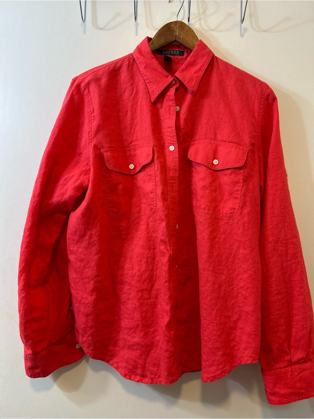 Ralph Lauren Bright Red Long-Sleeve Button-Down Shirt